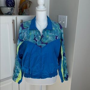 Vintage Blue Floral Windbreaker Jacket Lizsport